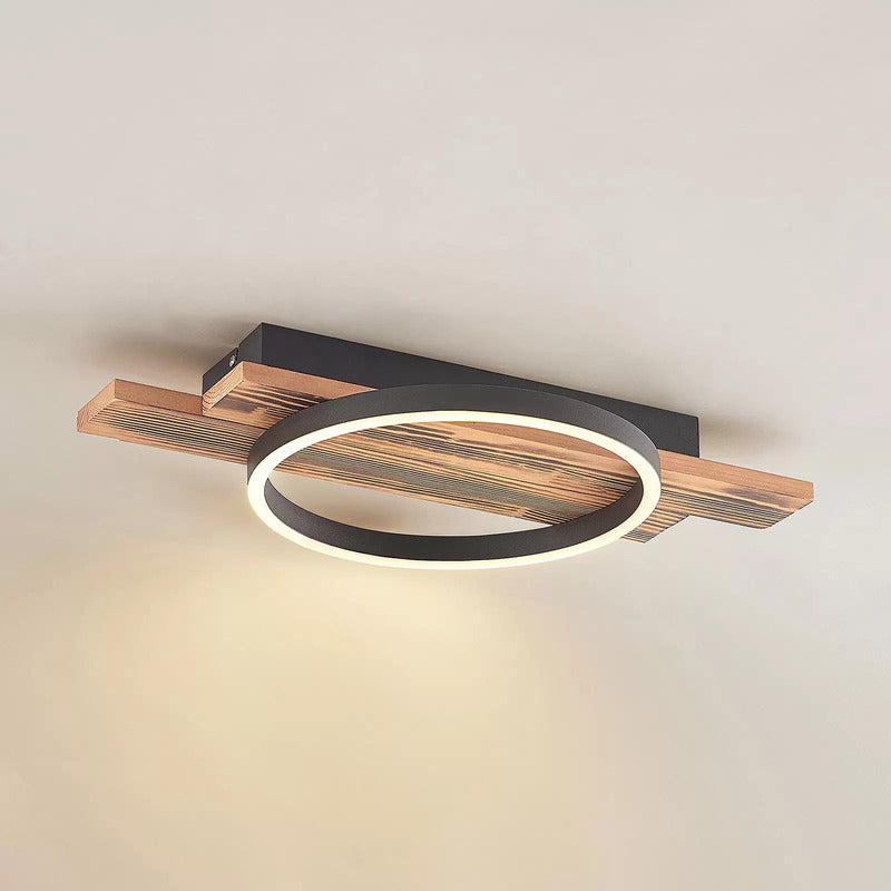 Lindby Deckenleuchte Deckenlampe LED Sentoa Holz hell dimmbar warmweiß Wohnzimme - 4251911728071