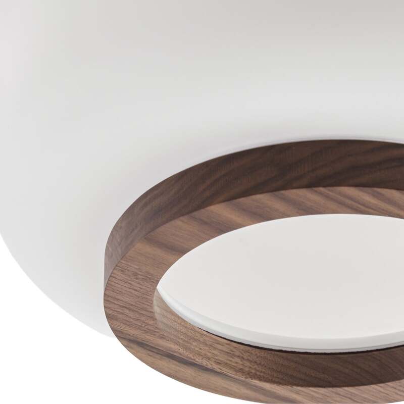 Quitani Deckenleuchte Shiro LED Lampe dimmbar Holz Glas CCT Ø28cm weiß walnuss - 4255830910852