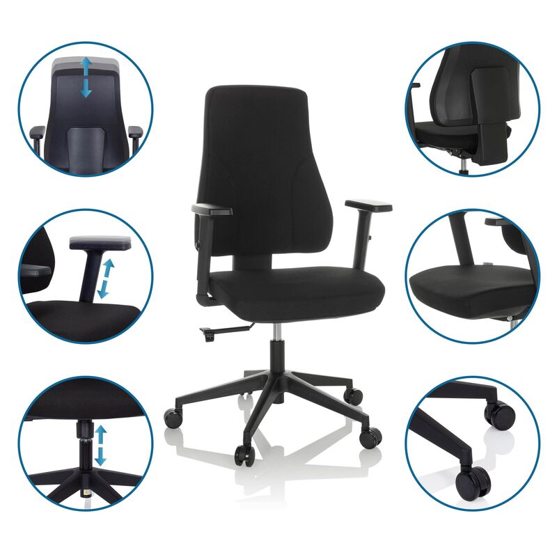 hjh OFFICE Profi Bürostuhl Drehstuhl MATHES Chefsessel schwarz ergonomisch - 81001