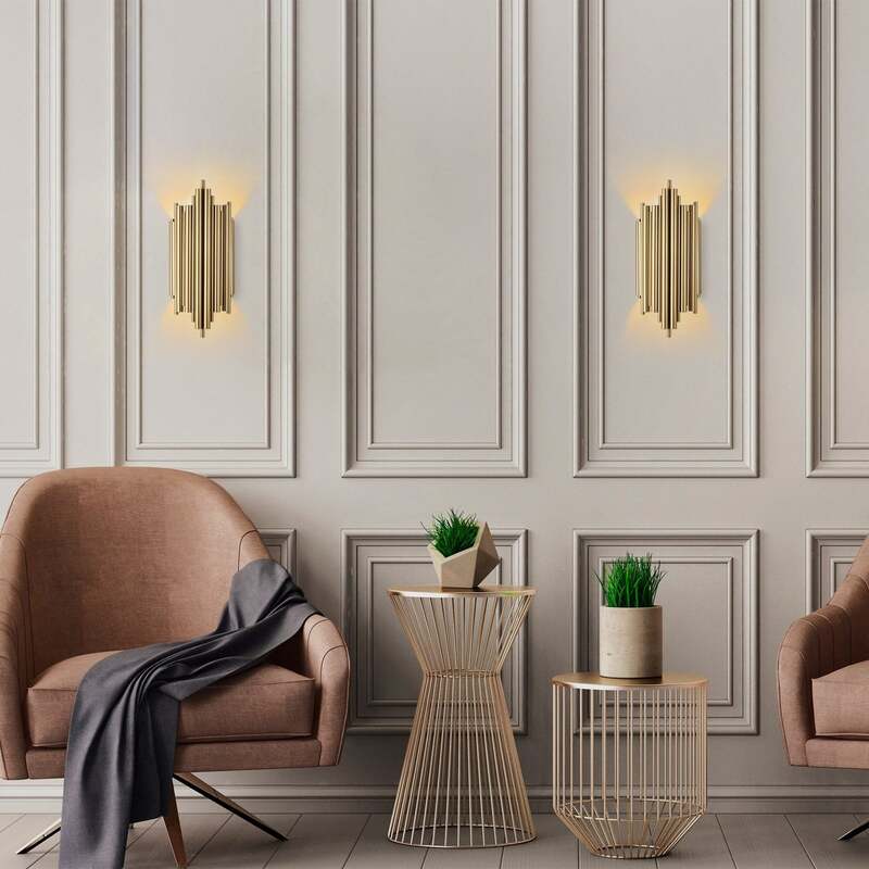 Wandleuchte Reis 13341 goldfarben Metall Höhe 50 cm Wandlampe Lampe Leuchte Spot - 8683743823956