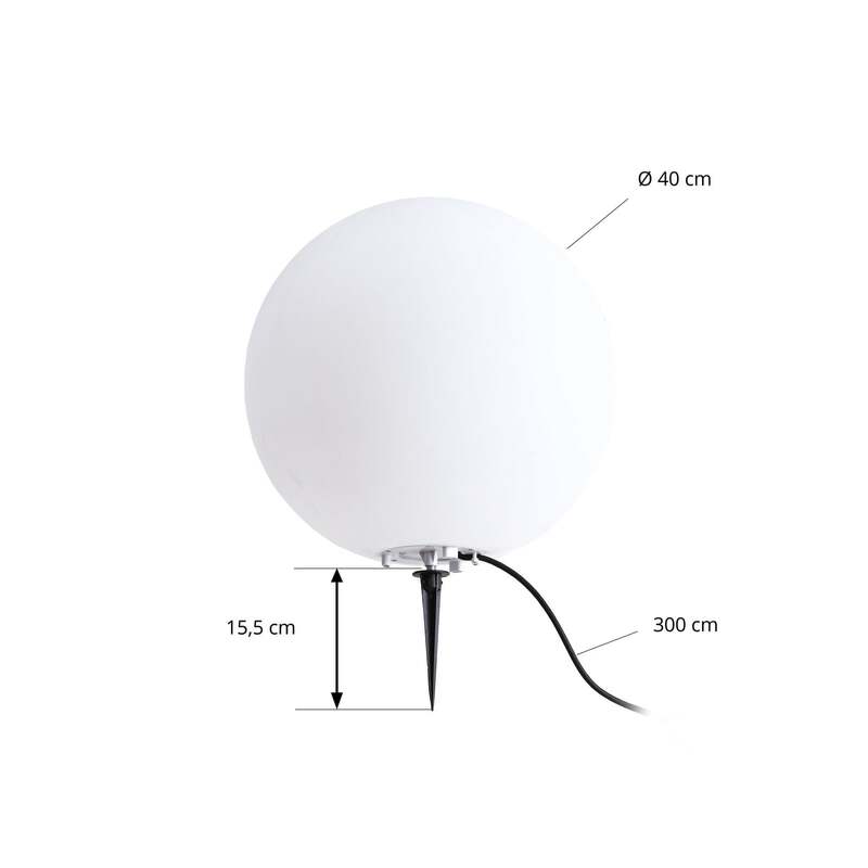 Lindby Kugelleuchte Gartenleuchte Valyra LED Außenlampe Ø40cm IP54 Erdspieß weiß - 4255830910425