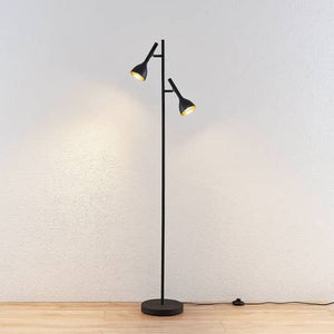 B-Ware Lucande Stehleuchte Nordwin 2-flg schwarz gold Standleuchte Stehlampe Leselampe