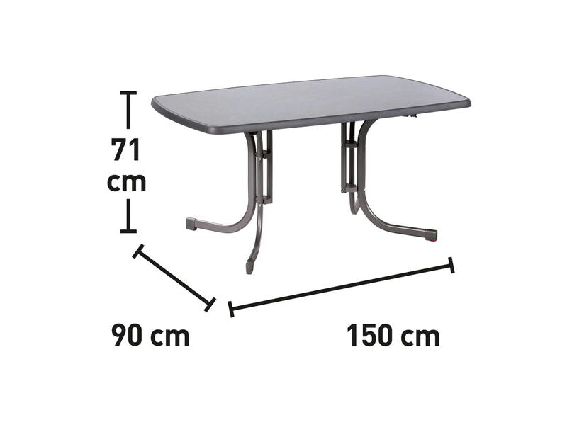 Gartentisch Vigo Outdoor Tisch Terrassentisch grau pulverbeschichtet 150x90cm - 4007876500456