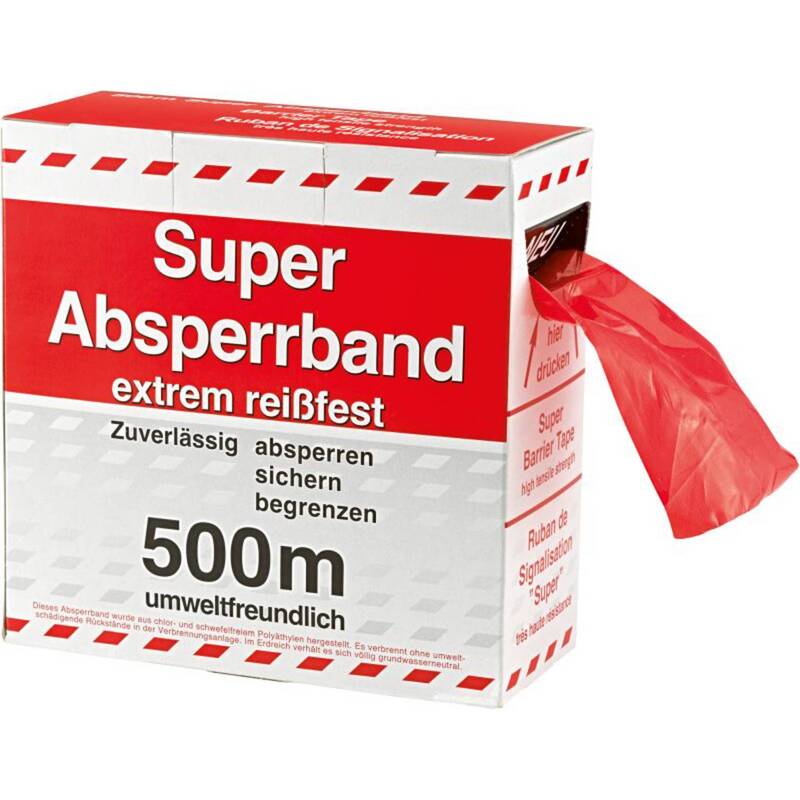 Stahlwille Absperrband Nr. 12191 VDE rot/weiß geblockt 500m x 80mm robust - 4018754253685
