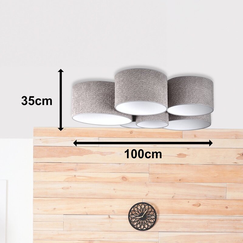 Boucle Deckenleuchte Lampe Hauptbeleuchtung sechs Schirme grau Wohnraum - 5905317600651