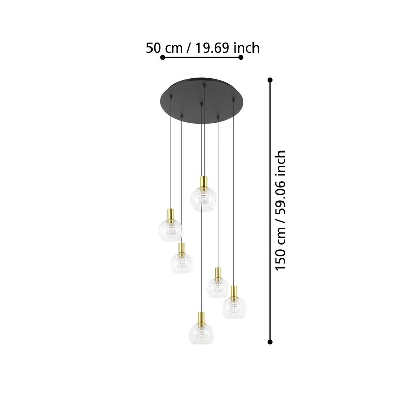 LED Pendelleuchte dimmbar Terque Hängelampe 6-flammig schwarz Ø60cm 3060lm - 9008606274086