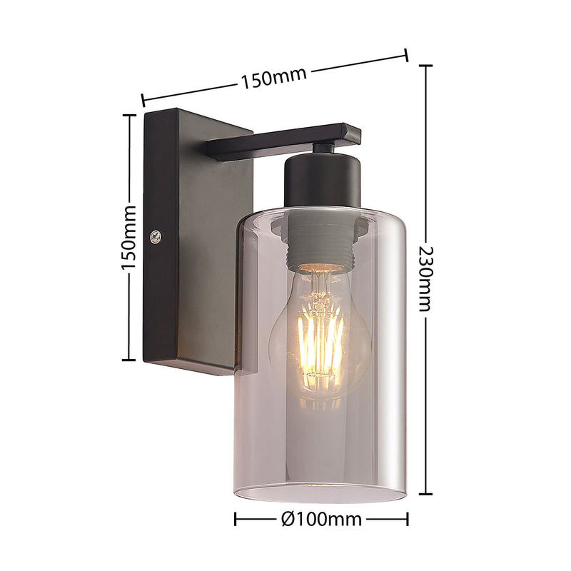 Lindby Emavi Wandleuchte Wandlampe Lampe Leuchte Innenraumlampe mit Rauchglas - 4251911711578