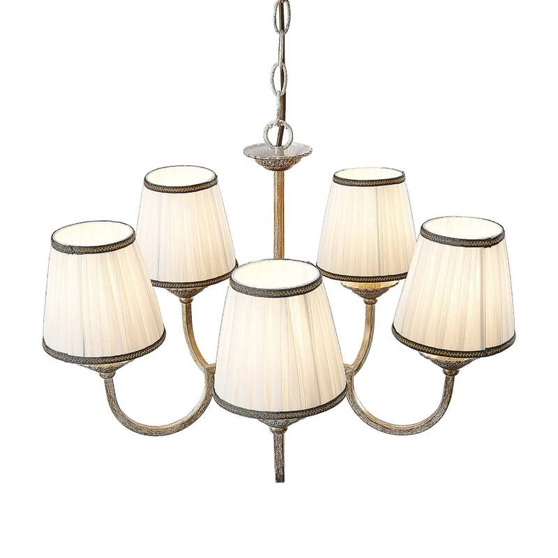 Lindby Kronleuchter Hängeleuchte Lumiel LED 5-flammig dimmbar creme messing 55cm - 4251096571394