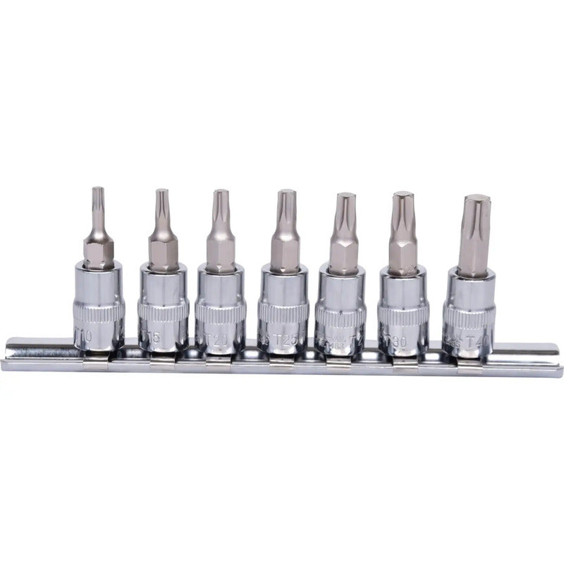 KS Tools Stecknuss-Set 1/4" (6,3 mm) Chrom-Vanadium TORX inkl. Clipleiste 7 -tlg - 4042146356654
