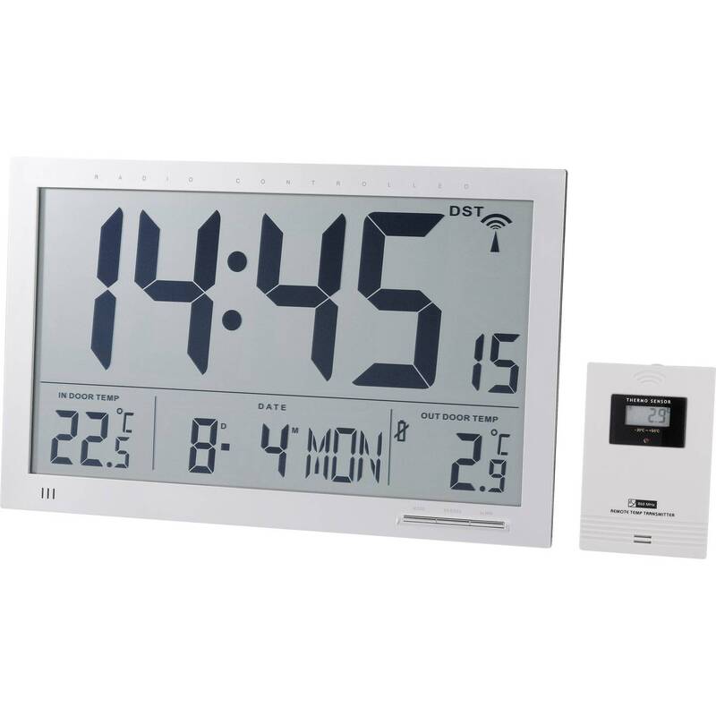 EUROCHRON EFWU Jumbo 102 Funk-Wanduhr mit Innentemperatur und Kalender - 4016139328645