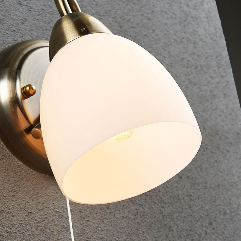 Lindby Wandleuchte Mael LED Wandlampe altmessing Zugschalter 20cm Höhe 14cm - 4251096517194