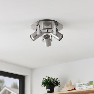 B-Ware Lindby Deckenleuchte Reina Deckenlampe Rondell Nickel 3-flammig GU10 LED Lampe