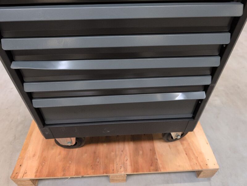 STIER Werkstattwagen Premium Edelstahl-Arbeitsfläche 7 Schubladen schwarz 500kg - 4251709625766