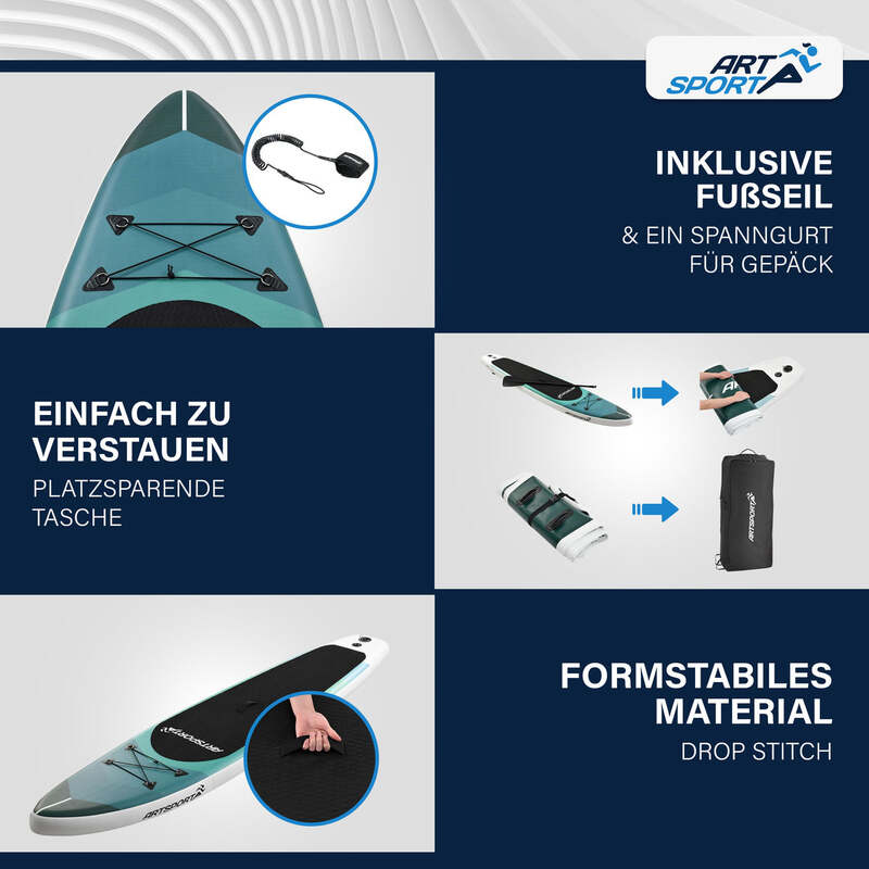 Stand Up Paddling Board Blue Wave SUP Board Komplett Set Zubehör blau Aufblasbar - 4260565524854