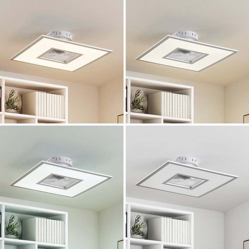 Lindby Deckenventilator Romea eckig LED Ventilator Lampe dimmbar silber 60cm - 4251911750287
