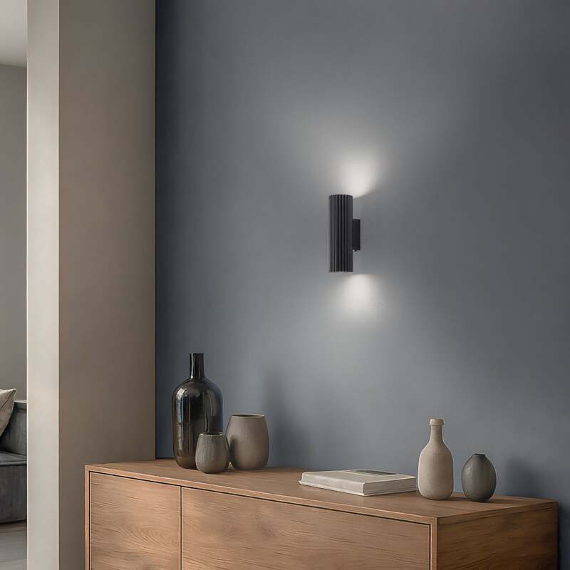 Wandleuchte Karbon Wandlampe Aluminium Schwarz 2-flammig dimmbar 20 cm GU10 LED - 5907073023965