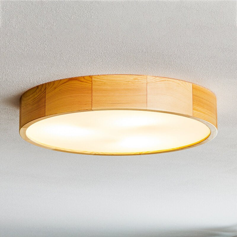 envostar Deckenleuchte Deckenlampe Lampe Kerio Kiefer Holz Glas 47 cm E27 LED - 4251911796209