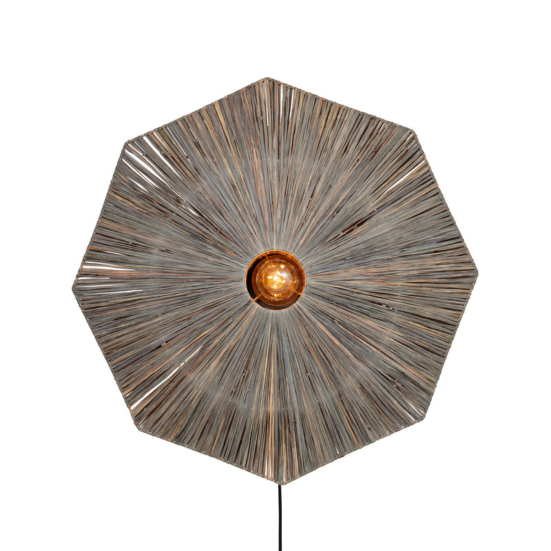 Good & Mojo Wandleuchte Panama LED Wandlampe Holz Eisen dunkelgrau Ø65cm 1x60W - 8716248095617