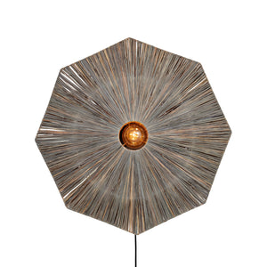 B-Ware Good & Mojo Wandleuchte Panama LED Wandlampe Holz Eisen dunkelgrau Ø65cm 1x60W