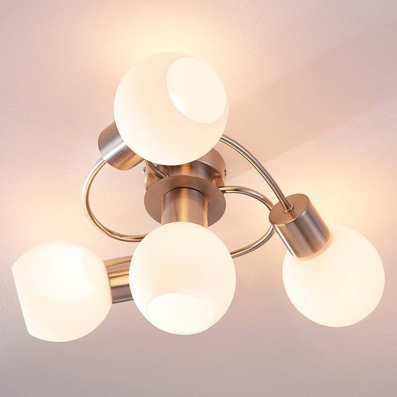 Lindby Deckenlampe Ciala LED Deckenleuchte 4-flammig dimmbar nickel Ø43cm weiß - 4251096524093