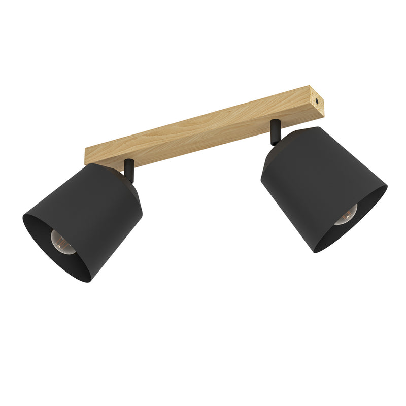 EGLO Cotorro Deckenstrahler 2-flammig Holz Stahl dimmbar bewegliche Schirme - 9008606243884