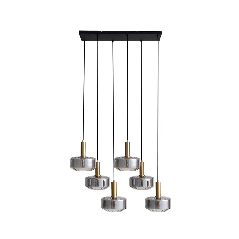 Lindby Hängeleuchte Pendelleuchte Lampe Leuchte Hildur rauchgrau Glas 6flg Ø2710 - 4251911793338