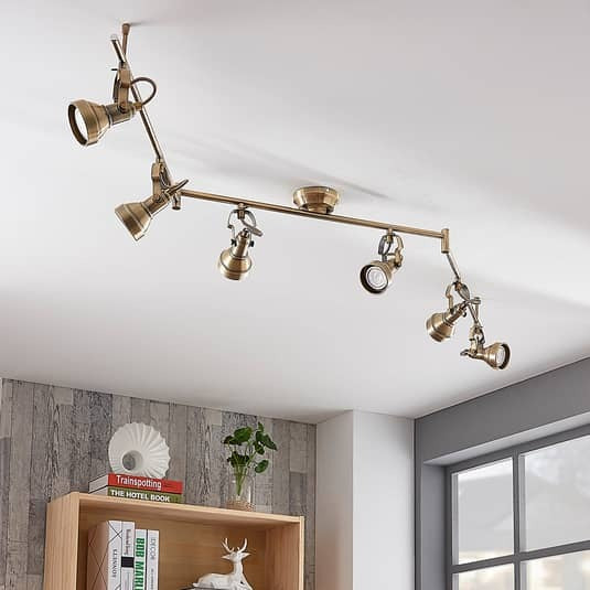 Lindby Deckenlampe Deckenleuchte Perseas Altmessing 6 Flammig Strahler GU10311 - 4251096502435