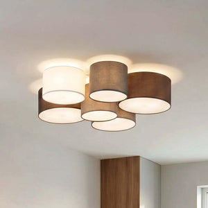 B-Ware Lindby Deckenlampe Hängeleuchte Laurenz LED 6-flammig dimmbar grau/braun Ø99cm