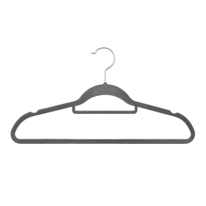 Kleiderbügel Samt Bügel rutschfest grau 50 Stück Garderobe Antirutsch 360° - 4262437181028