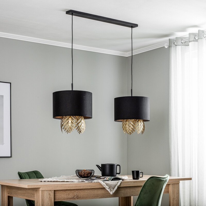 Lucande Malviras Stoff-Hängelampe Blattdeko Hängeleuchte Leuchte Lampe Spot E27 - 4251911752311