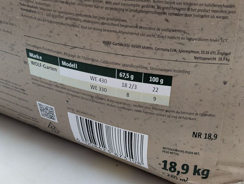 WOLF-Garten Bio-Rasendünger 18,9kg Rasenpflege für 280m² Gartenpflege Dünger - 4008423873108