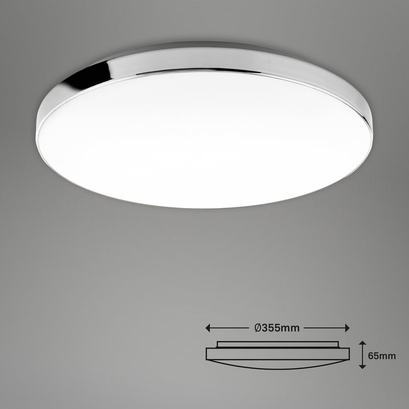 Briloner Deckenlampe Deckenleuchte LED Lampe Leuchte chrom/weiß Ø35,5cm IP44 - 4002707339298