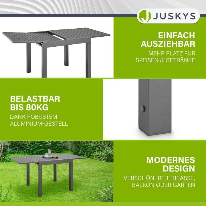 Gartentisch Laki Terrassentisch ausziehbar wetterfest Aluminium für Balkon - 4262437181660