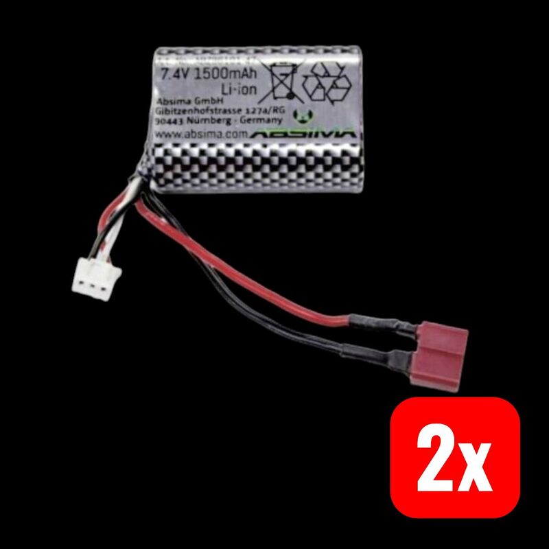 Absima Modellbau-Akkupack Li-Ion 7.4V 1500mAh 3 Zellen T-Buchse Ersatzteil - 4250650959128