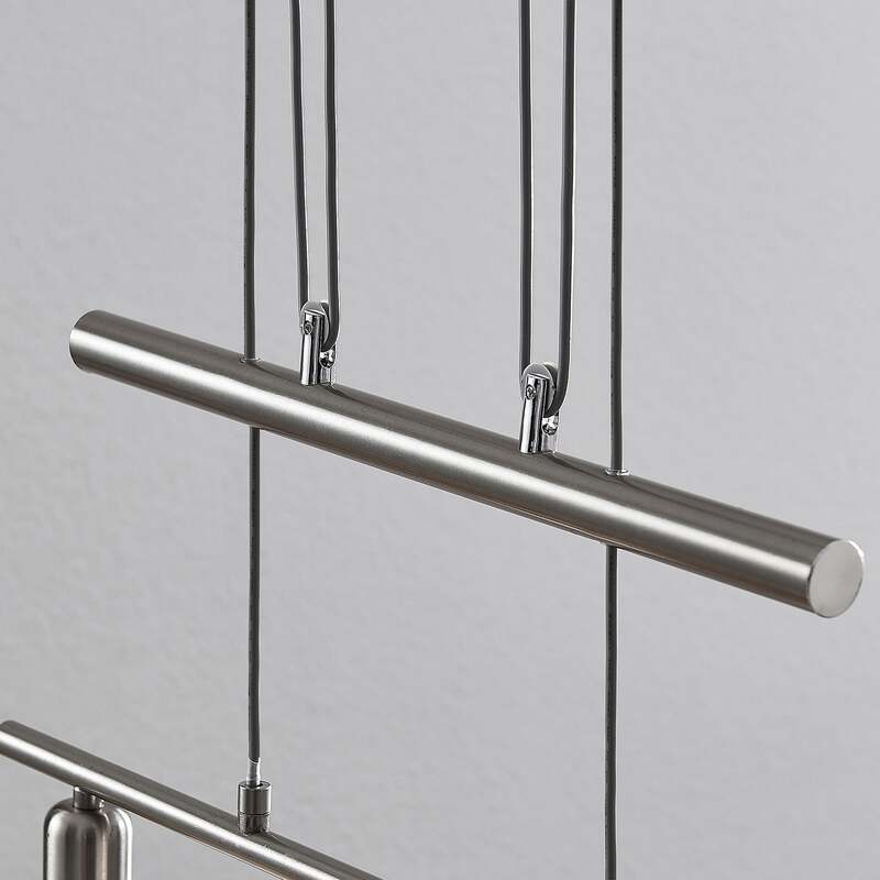 Lindby Pendelleuchte Hängeleuchte Delira LED dimmbar 3-flg nickel weiß 54x12,5cm - 4251096563009
