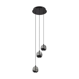 B-Ware Lucande Pendelleuchte Hängelampe Led Hayley Schwarz Glas 3 Flammig 3000 K 15 W