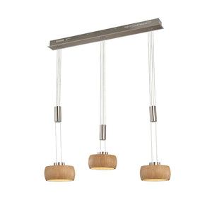 B-Ware FISCHER HONSEL Pendelleuchte Hängelampe LED Eiche nickel Holz Metall 100 cm 3flg