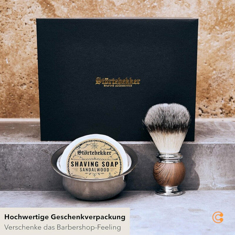 Störtebekker Rasierpinselset Rasierbürste Rasur Set Edelstahl SIEHE TEXT/FOTO156 - 4260554490153