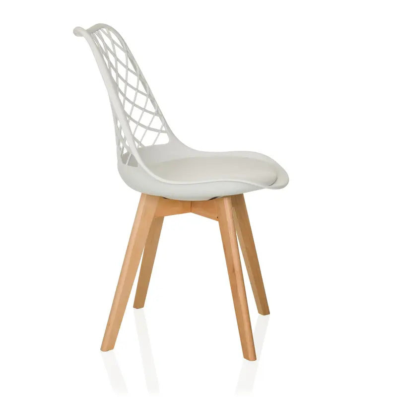 hjh LIVING Schalenstuhl Stuhl Esszimmerstuhl weiß Kunststoff Massivholz - 4064323107170