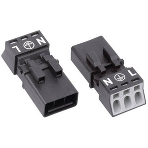 8x B-Ware WAGO Netz Stecker Verbinder WINSTA MINI Stecker Schwarz 2 Pol PE 16 A 8 STÜCK