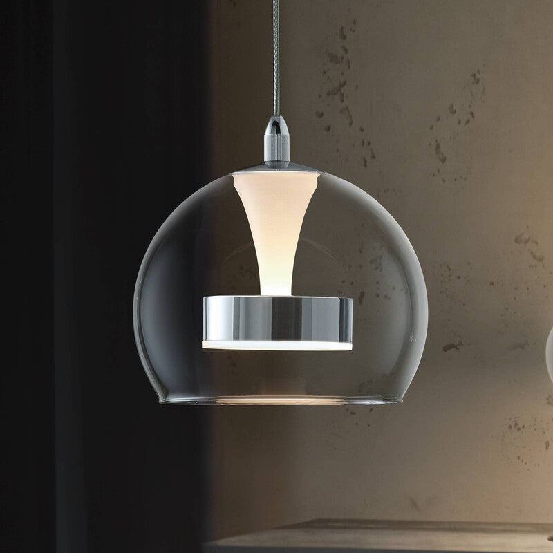 Trio Pendelleuchte Hängelampe FLYNT LED Metall Chrom Glas Wohnzimmer Esszimmer - 4017807670981