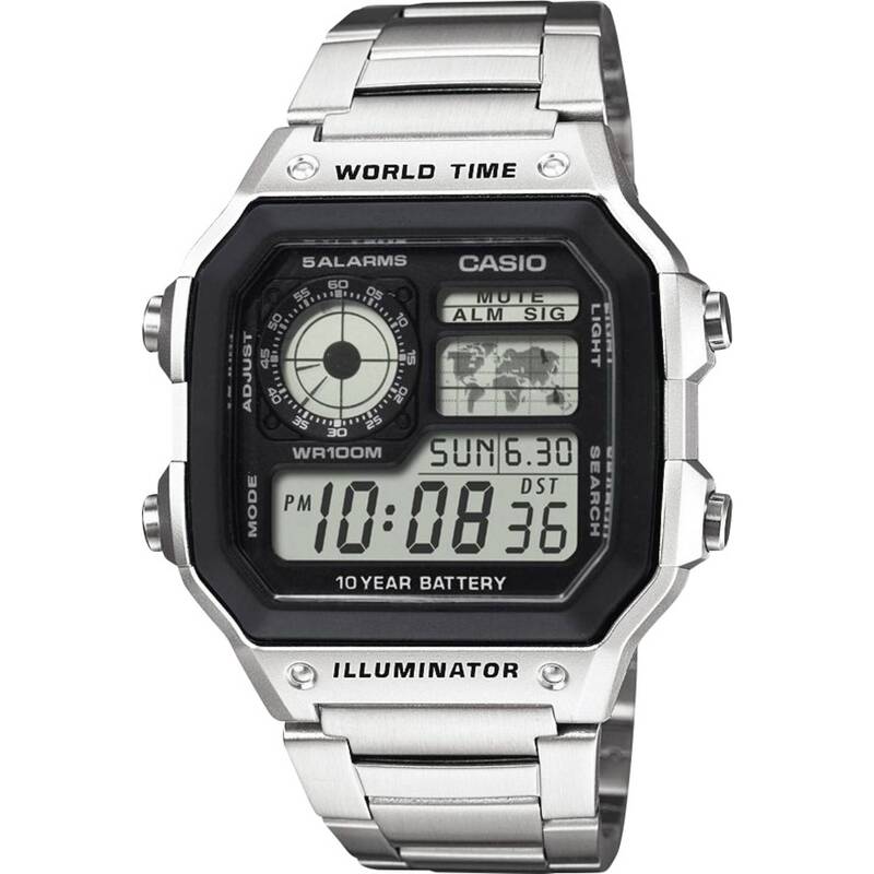Casio Armbanduhr Quarz AE-1200WHD-1AVEF digital wasserdicht 10 ATM silber 50g - 4971850968801