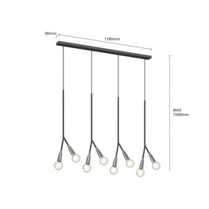 B-Ware Lucande Carlea Hängeleuchte Hängeleuchte Lampe Leuchte 8-fl., schwarz-nickel 426