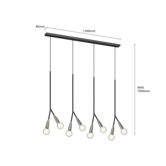 Lucande Carlea Hängeleuchte Hängeleuchte Lampe Leuchte 8-fl., schwarz-nickel 426 - 4251096578386