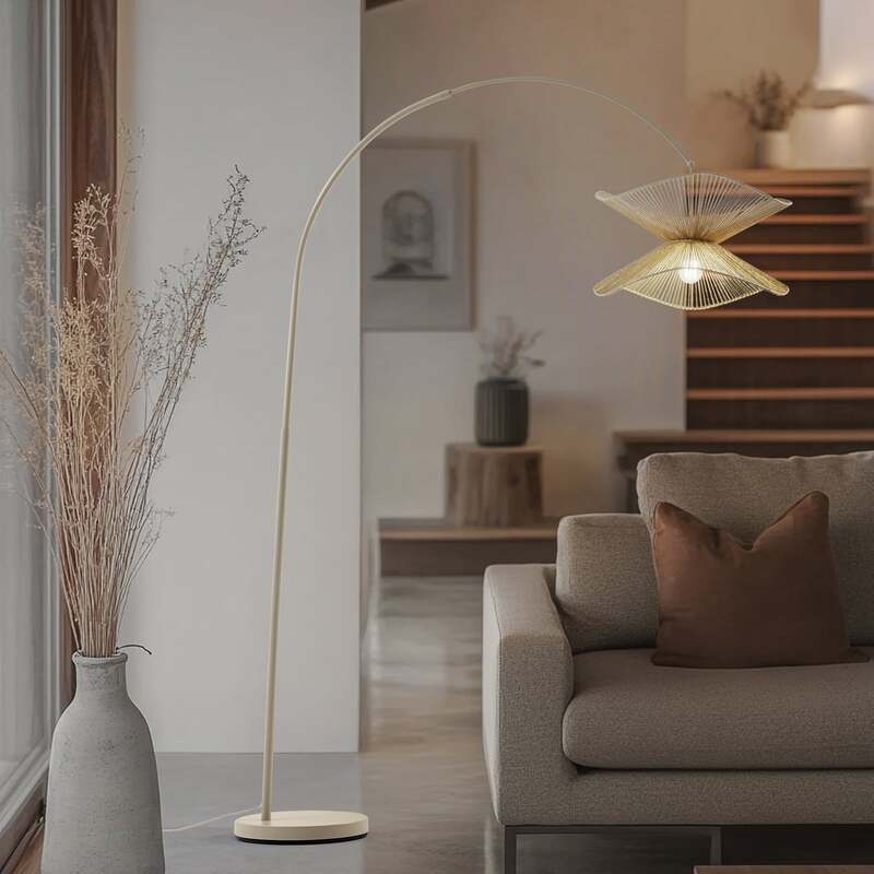 Lindby Bogenleuchte Stehlampe Valdorin beige Papier 195 cm IP20 Lampe 3 STÜCK - 4251911797015