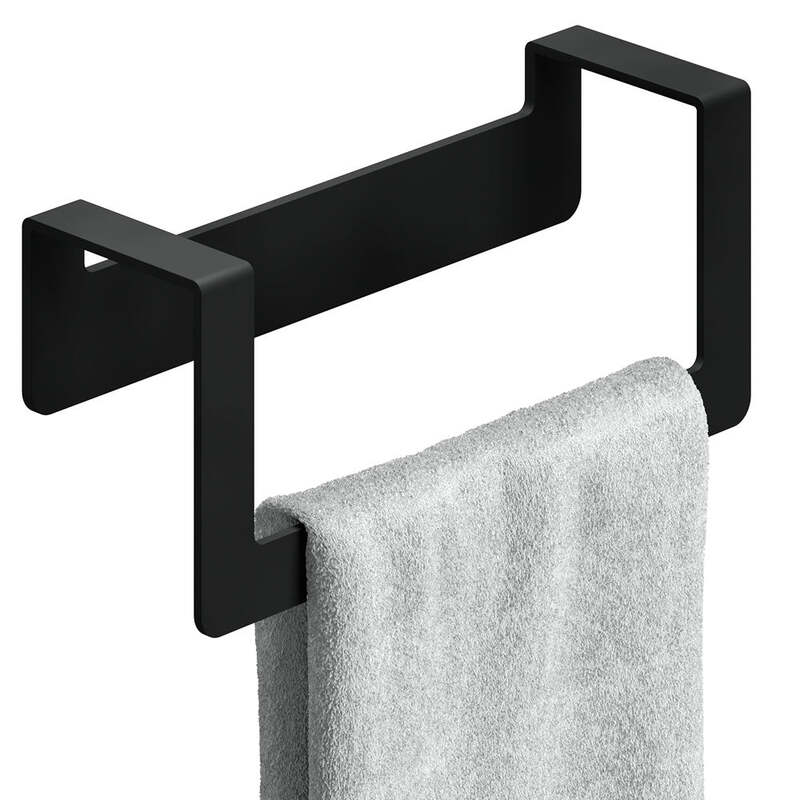 Weissenstein Handtuchstange Halter Stange Schwarz 22cm Edelstahl selbstklebend - 4260470461855
