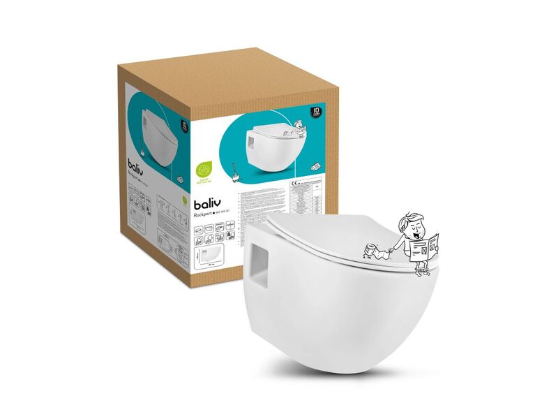 baliv Wand WC Rockport WC-510.30 spülrandlos Keramik weiß 36x34,8cm bis 150kg - 4007874013415