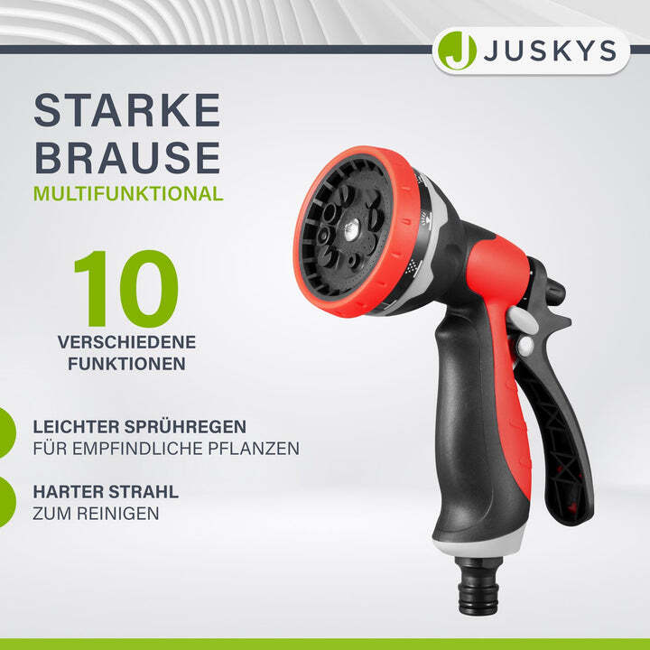 Mobile Schlauchtrommel 30m Multifunktionsbrause Wandhalterung und Adaptern Rot - 4260565527350