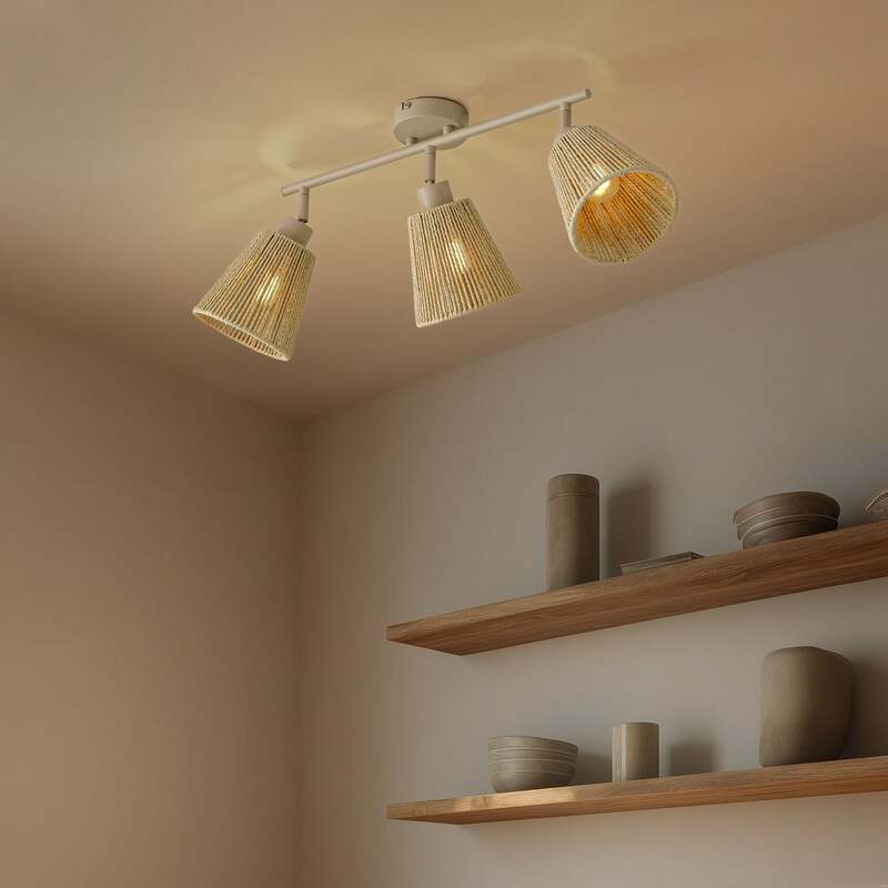 Lindby Deckenstrahler Anuva LED dimmbar 3-flammig beige Papier 72,5cm 13cm Licht - 4255830903700