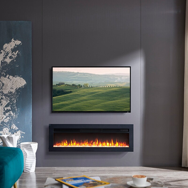 BALDERIA Elektrokamin Agnes Heizlüfter Wandheizung 2000W schwarz 102x33cm - 4262354949558